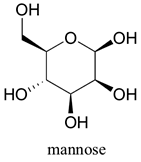Wedge-dash structure of mannose. 