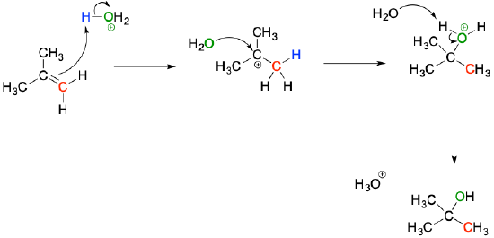 Electrophilic addition of water