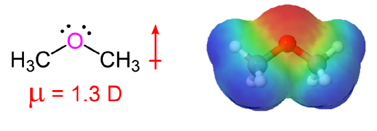 Dipole of dimethyl ether is 1.3 D