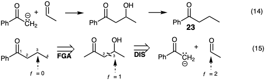 Chemical equation 14 depicted on top and chemical equation 15 depicted on bottom.