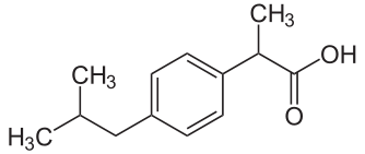 ساختار شیمیایی یک مولکول با یک حلقه بنزن و گروه های مختلف کربن و هیدروکسیل متصل شده است.