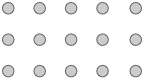 Gray circles are equally spread apart so that the distance between each circle is equivalent in every direction. 