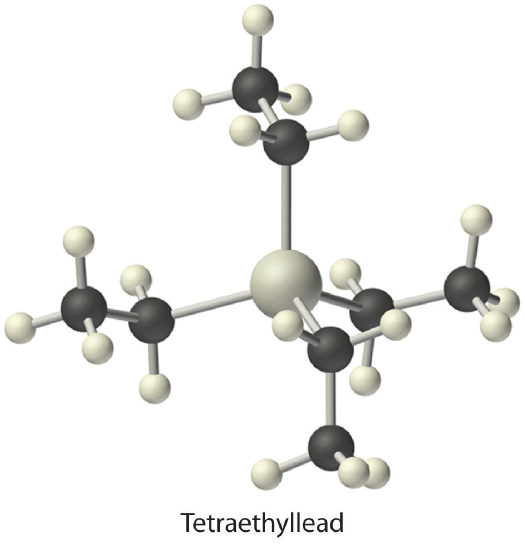 Structure of tetraethyllead.