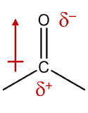 carbonyl group with dipole and partial charges