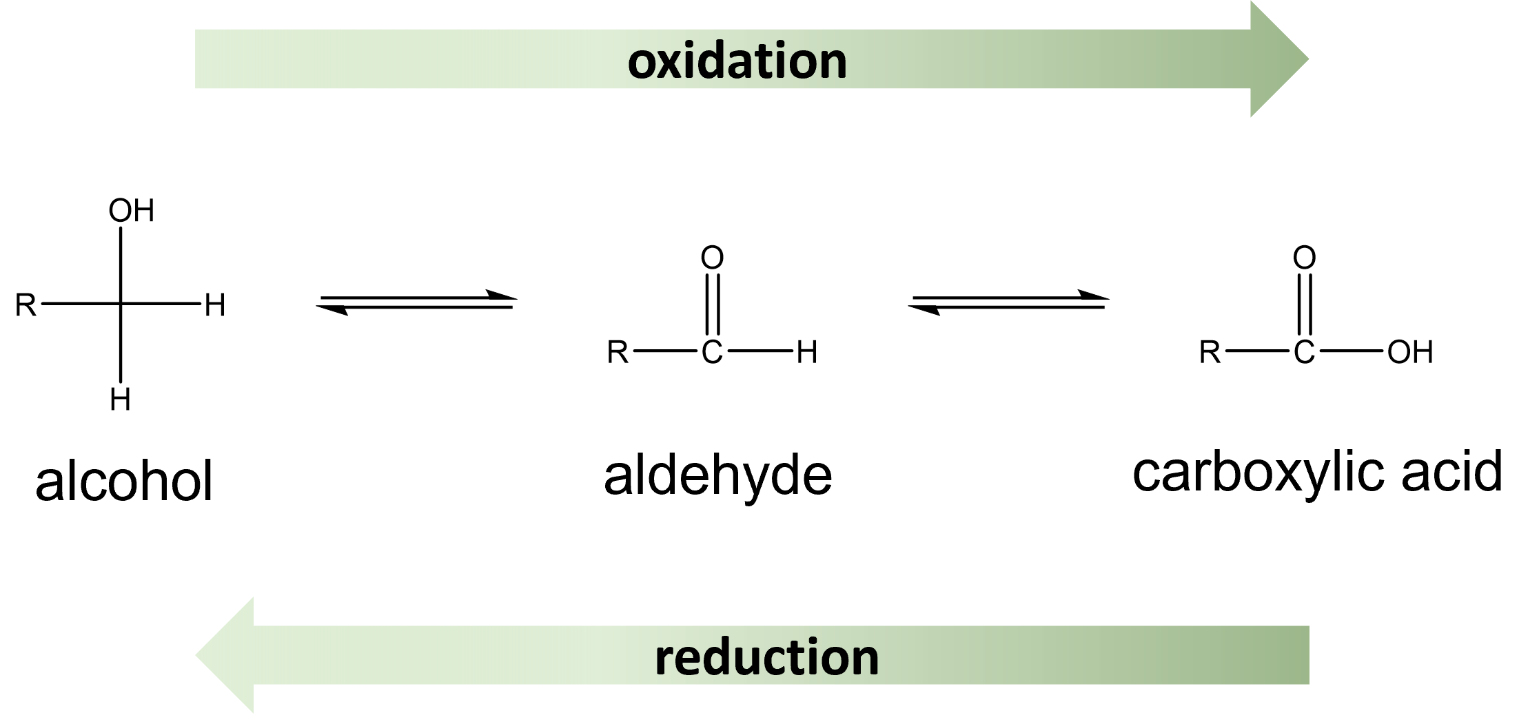 oxidation and reduction of an aldehyde