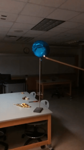A balloon filled with hydrogen and oxygen gas explodes upon ignition.