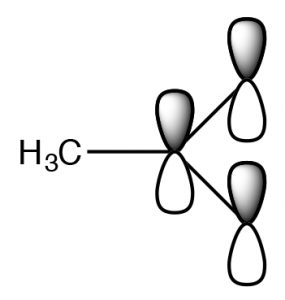 Un modelo orbital molecular de H3C.