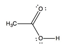 Una estructura de Lewis del ácido acético.