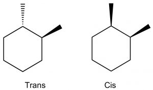 An image of 3-D structures of Trans and Cis.
