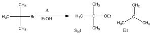 Зображення елімінації для отримання алкену, як EtoH.