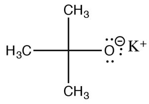 Зображення реакції Sn2 на т-бутанол, трет-бутоксид калію.