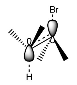 Una imagen de un modelo 3-D una reacción E2.