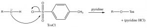Imagen de un alcohol con cloruro de p-toluenosulfonilo.
