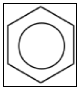 Una imagen de Benceno escrita con un círculo en el medio.