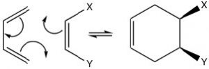 Una reacción de imagen del dienófilo tiene esteroquímica cis o trans.