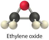 Ball and stick model of ethylene oxide.