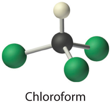 Modelo de bola y palo de cloroformo.