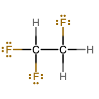 Another lewis structure of C2F3H3 shows two fluorines and one hydrogen bound to a single carbon, and two hydrogens and one fluorine bound to the other carbon.