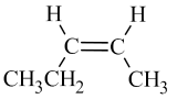 A carbon chain concisting of five carbons. There is a double bond connecting the third and fourth carbon. The hydrogens attached to the third and fourth carbons are on the same side of the molecule.