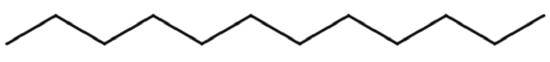 Line structure of an alkane with 12 bumps (10 interior bumps and two ends)