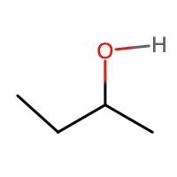 Four carbon chain with an oxygen bound to the second carbon. A hydrogen is bound to the oxygen.