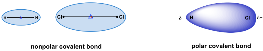 Un enlace covalente polar formado entre un átomo de hidrógeno positivo y un átomo de cloruro negativo.