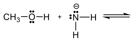 CH3-O (tiene dos pares solitarios) -H + N (tiene 2 pares solitarios y una carga negativa) H2 =