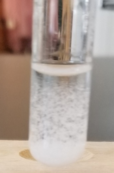 Confirmación de plomo (II), es decir, cristales de cloruro de plomo blanco (II) formados