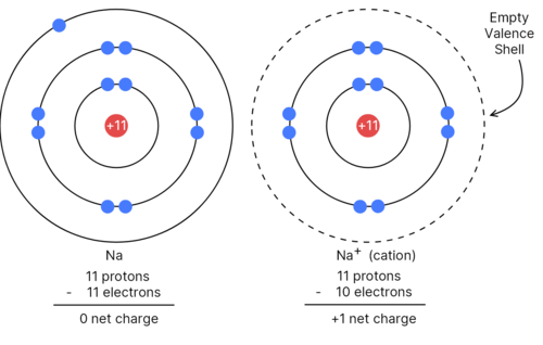 Electron configuration of sodium metal and sodium cation