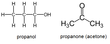 Oxidation of 2-propanol yields acetone (propanone)