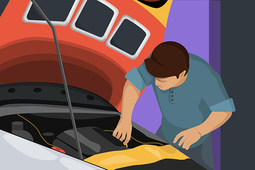 Man fixing car engine