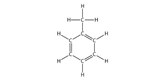 Structural formula of toluene.