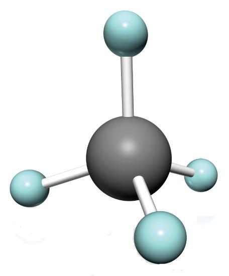 Three-Dimensional Representation of Methane molecule.