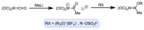 Fischer's classical route to L-type carbenes.