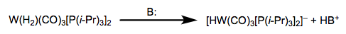 Deprotonation of dihydrogen complexes produces metal hydrides.