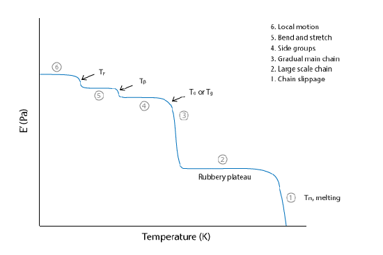 Ideal storage modulus transitions of viscoelastic polymers.