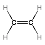 Image C shows a carbon atom forming a double bond with another carbon atom. Each carbon atom forms a single bond with two hydrogen atoms. 