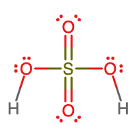 Figure D shows a sulfur atom forming single bonds with four oxygen atoms. Two of the oxygen atoms form a single bond with a hydrogen atom. 