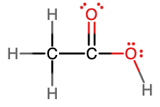 Image A shows a structural diagram of two carbon atoms that form a single bond with each other. The left carbon atom forms single bonds with hydrogen atoms each. The right carbon forms a double bond to an oxygen atom. The right carbon also forms a single bonded to another oxygen atom. This oxygen atom also forms a single bond to a hydrogen atom. 