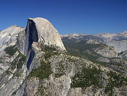 Arial photo of the half dome on a clear day
