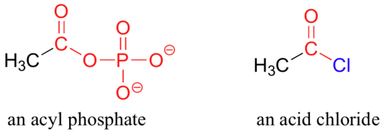 Bond line drawings of an acyl phosphate and an acid chloride. 