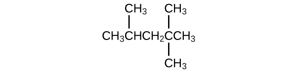 ساختار مولکولی هیدروکربن نشان داده شده شامل زیرنویس C H 3 C H زیرنویس 2 C C H زیرنویس 3. یک گروه C H زیرنویس 3 وجود دارد که به دومین اتم C در زنجیره (از چپ به راست) پیوند خورده است. دو زیرنویس C H 3 گروه در بالا و پایین اتم چهارم C در زنجیره پیوند دارند.