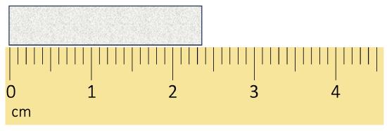 A grey box above a ruler with millimeter markings.