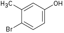 A phenol with methyl two carbons and bromine three carbons from the hydroxyl carbon.