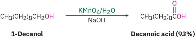 1-decanol reacts with chromium trioxide, hydronium ion and acetone to form decanoic acid with 93 percent yield.