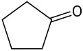 Chemical structure of cyclopentanone.