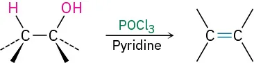 An alcohol reacts with phosphoryl chloride to form an alkene.