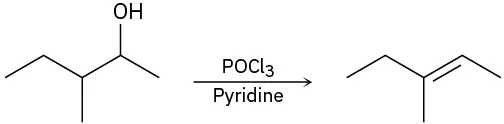 3-methyl-2-pentanol reacts with P O Cl 3 in pyridine to produce E-3-methyl-2-pentene.