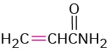 The structure of propenamide (Michael acceptor) shows a three-carbon chain with N H 2 group attached to the carbonyl carbon. The second and third carbon atoms are double-bonded.