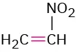 The structure of nitroethylene (Michael acceptor) shows a two-carbon chain. N O 2 group is attached to the first carbon. The first and second carbon atoms are double-bonded.
